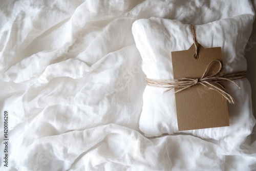 White linen bedding gift wrapped