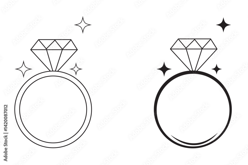 Engagement Diamond Ring icon. Shining diamonds Ring icon set. Engagement Diamond Ring icon. Shining diamonds Ring icon set.