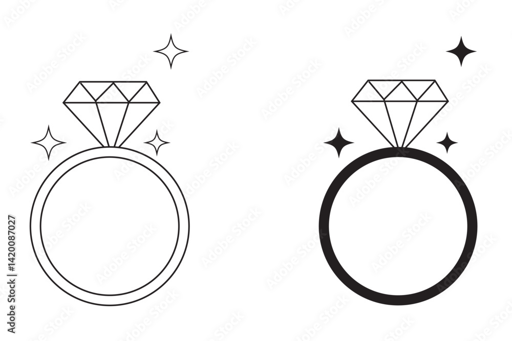 Engagement Diamond Ring icon. Shining diamonds Ring icon set. Engagement Diamond Ring icon. Shining diamonds Ring icon set.