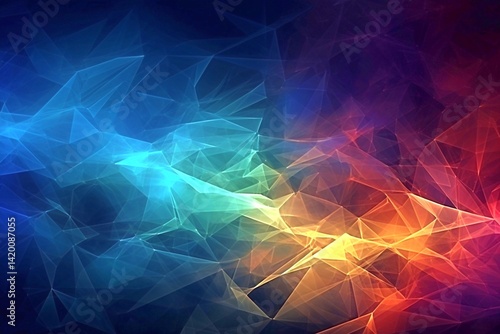 Digital vortex of color, abstract image. Geometric shapes in the glow of light. Generative AI