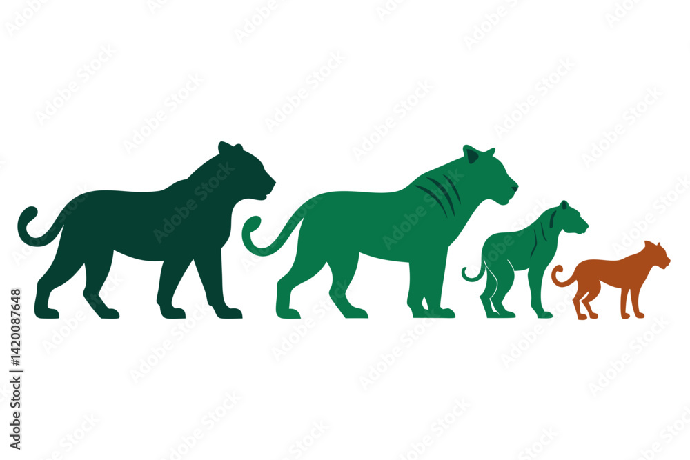 Fototapeta premium set of Tiger vector silhouette illustration isolated on white background