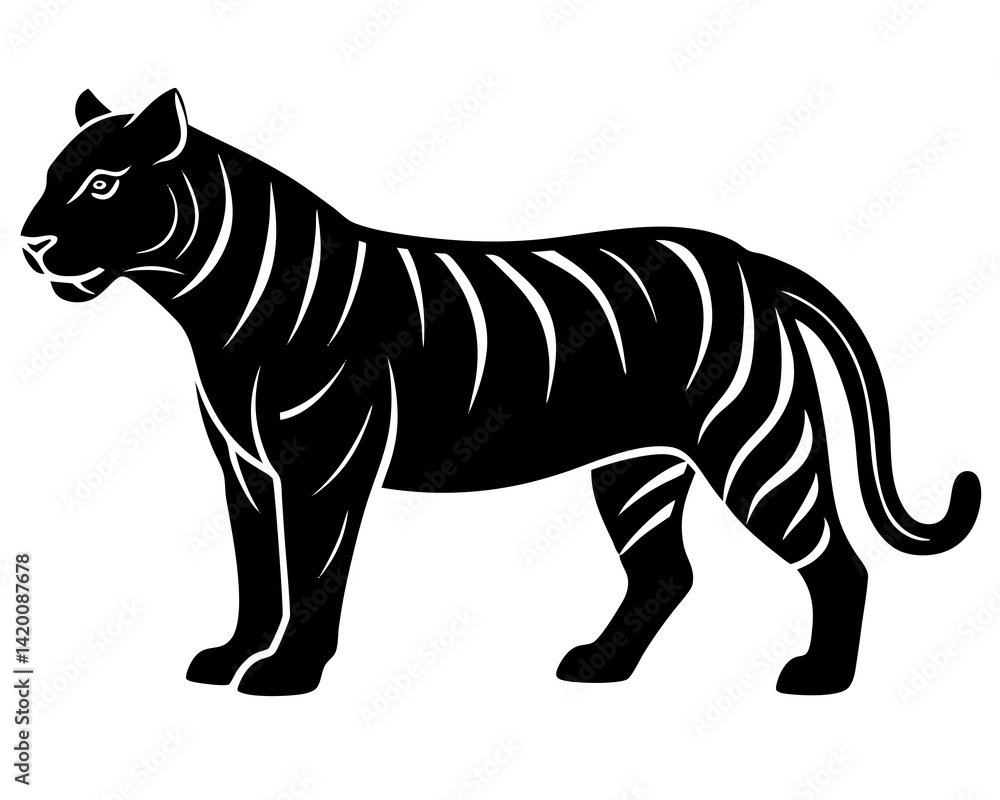 Obraz premium Tiger vector silhouette illustration isolated on white background