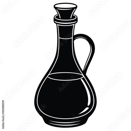 Isolated Black Vector vinegar cruet WIith White Background