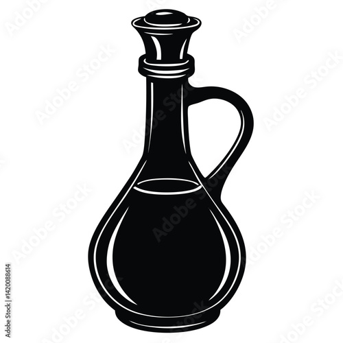 Isolated Black Vector vinegar cruet WIith White Background