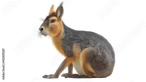 Realistic Patagonian Mara from Argentina Sitting Pose Transparent Background
