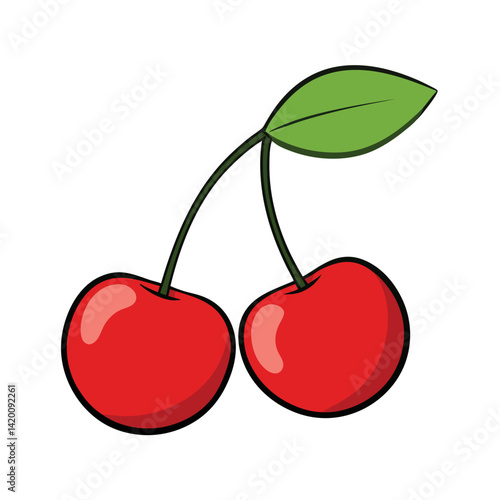 Wallpaper Mural Cherry Clipart on White Background – Vector Fruit Illustration Torontodigital.ca