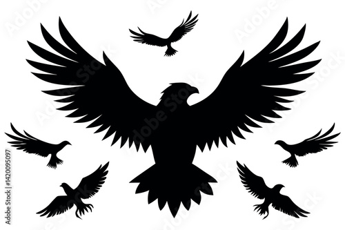 Silhouette Crow Vector Set – Black Bird Clipart Designs for Tattoos, Logos, and Art