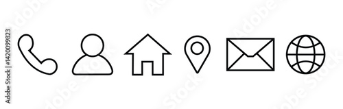 Website set icon vector. for computer and mobile. Home, location, call, message, address, globe, Contact and web icons set. 