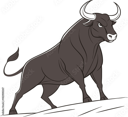 vector illustration of a black and white bull