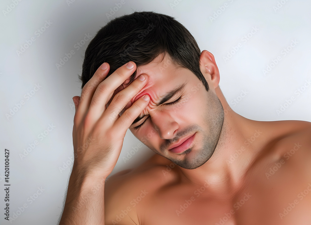 Fototapeta premium Man Suffering from a Forehead Headache