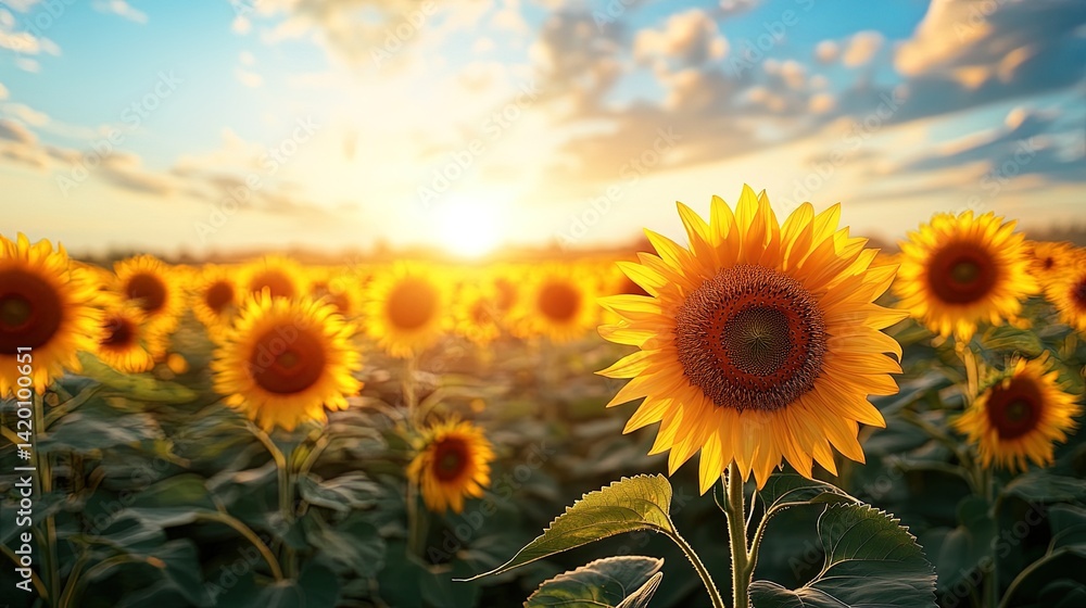 Fototapeta premium Golden Hour Sunflower Field