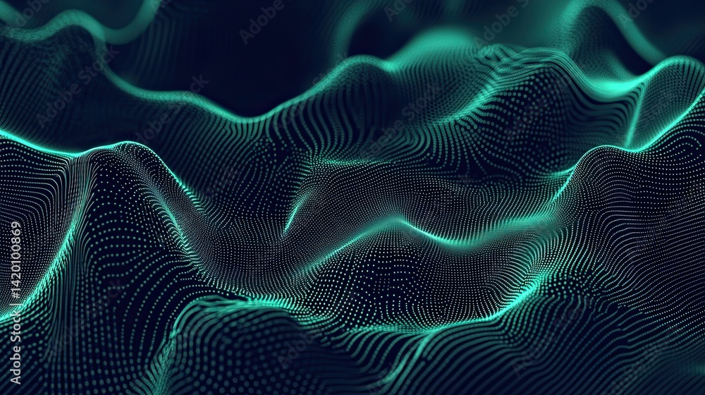Fototapeta premium Intricate Abstract Network Displaying Interconnectedness and Flowing Data Waves