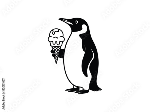 Penguin Ice Cream Cute Sweet Simple