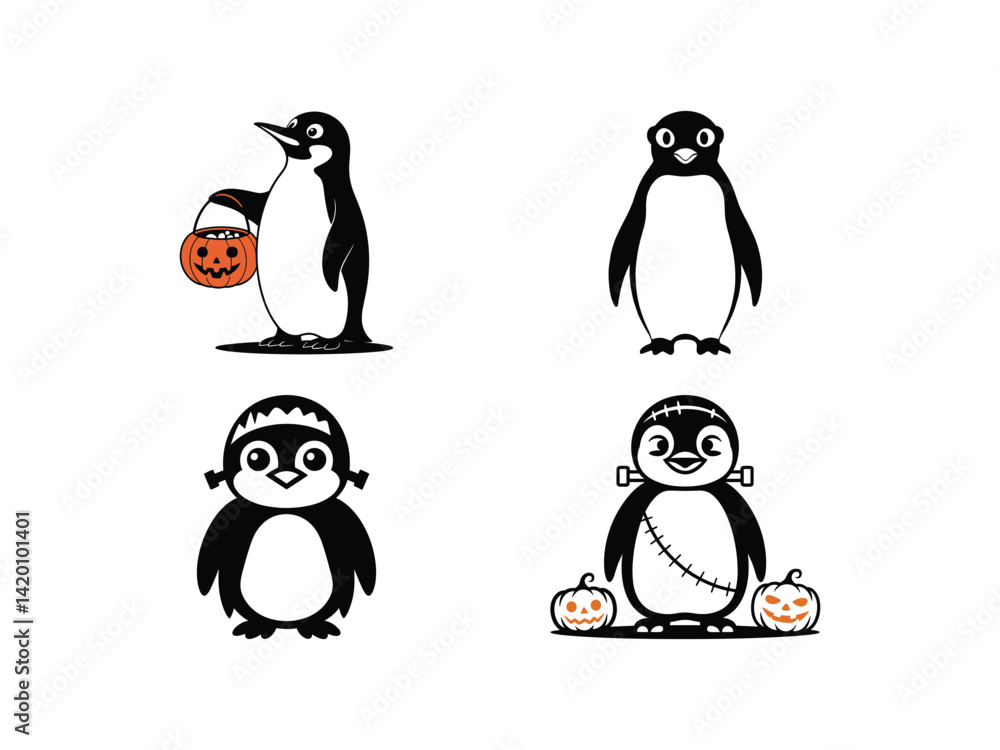 Naklejka premium Penguin Halloween Costume Cute Vector