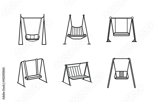 outdoor swing chair line art vector illustration