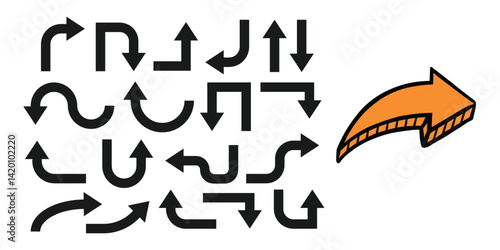 Black and Orange Arrow Graphics Collection