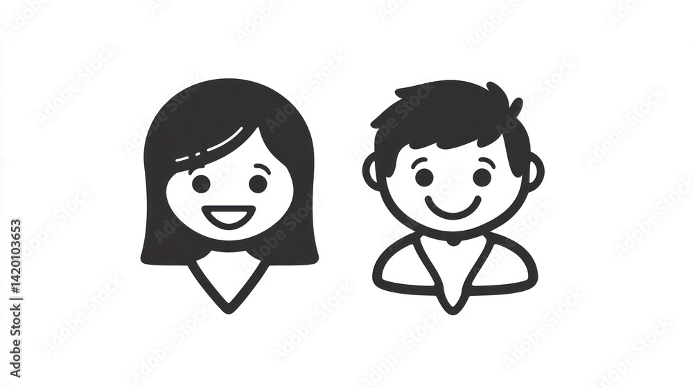 Simple Icons of Boy and Girl Simple Icons of Boy and Girl