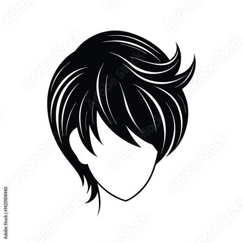 Pixie cut hair style silhouette vector
