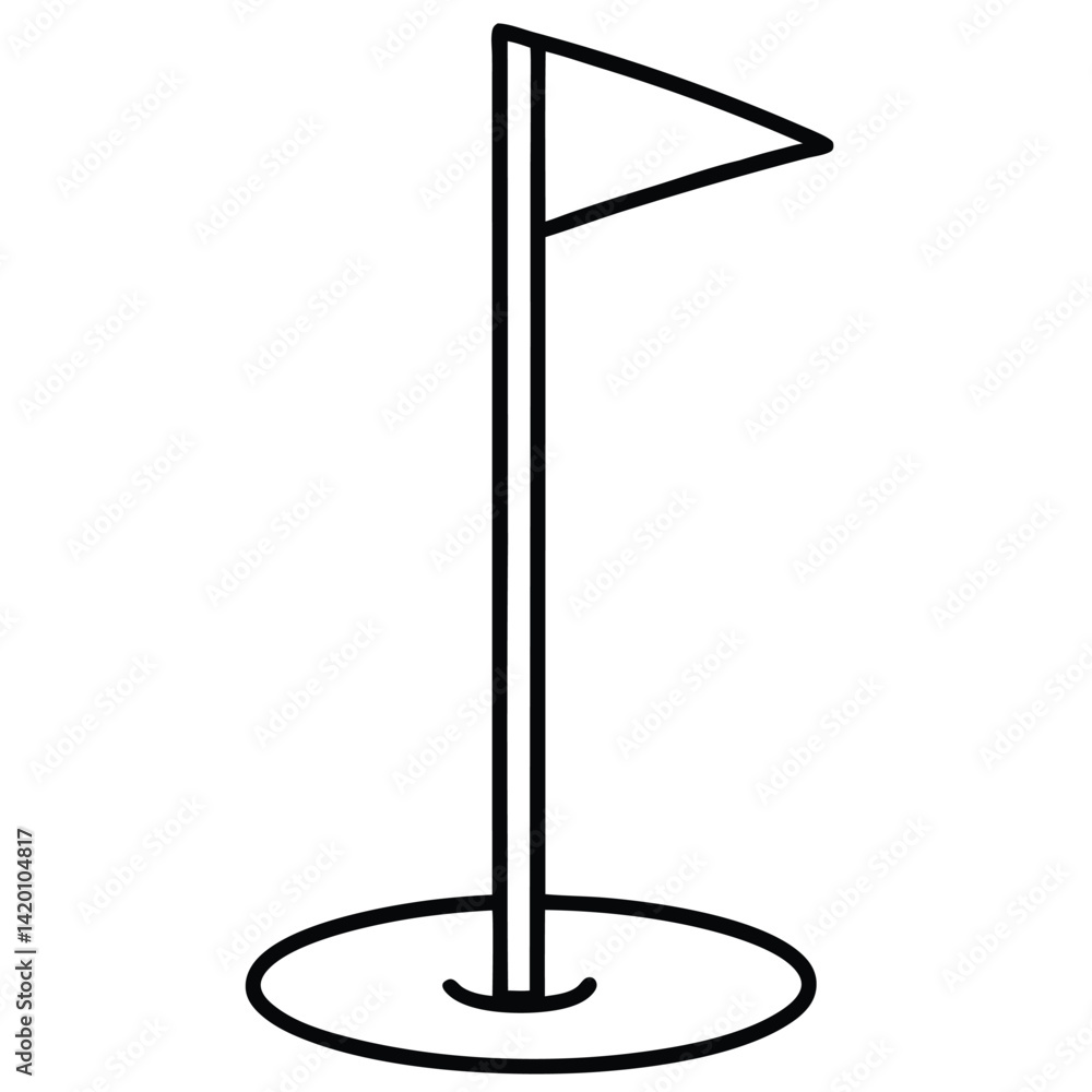 Golf Hole with Flag Icon Isolated on Transparent Background, Outline Icon Style, Minimalist Golf Hole with Flag Icon Isolated on Transparent Background, Outline Icon Style, Minimalist