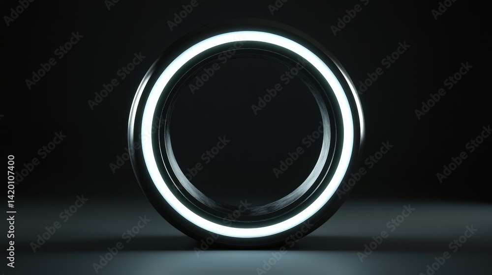 Illuminated futuristic ring design with shiny metal and stark lighting Illuminated futuristic ring design with shiny metal and stark lighting