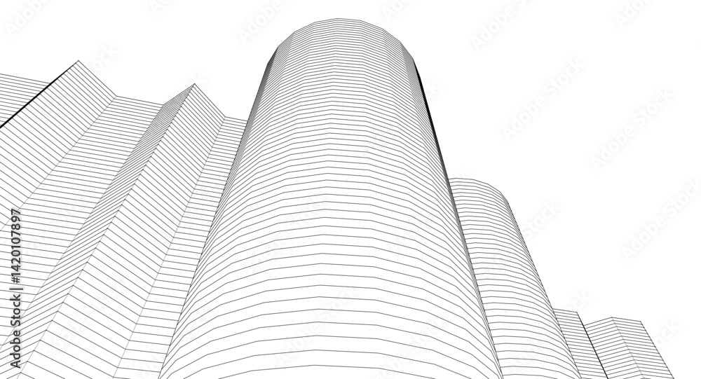 Naklejka premium abstract modern architecture 3d illustration