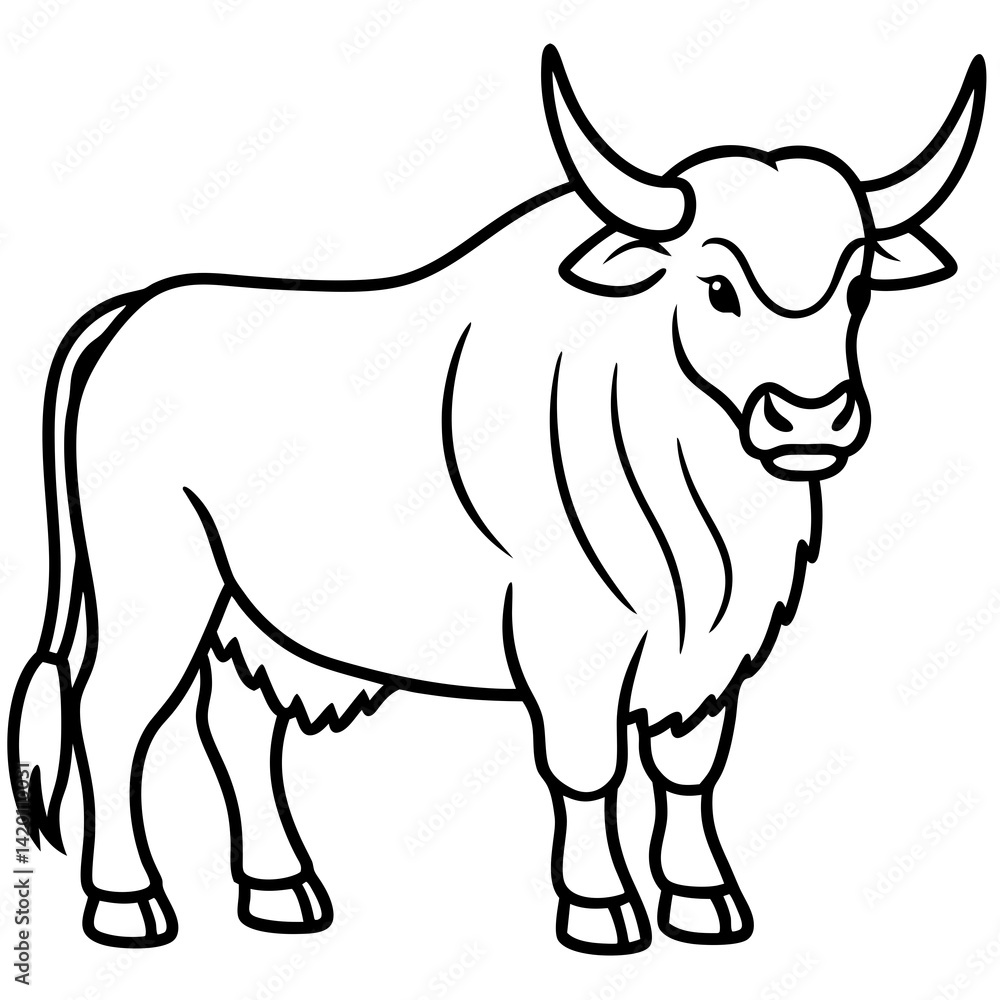 Stylized Yak One-Line Vector Stylized Yak One-Line Vector
