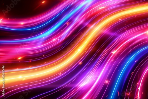 Abstract background with glowing lines. 3d rendering, 3d illustration. Generative AI