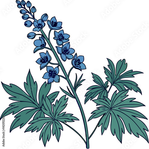  Stylish Delphinium Houseplant Illustration