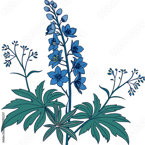  Chic Delphinium Houseplant Illustration
