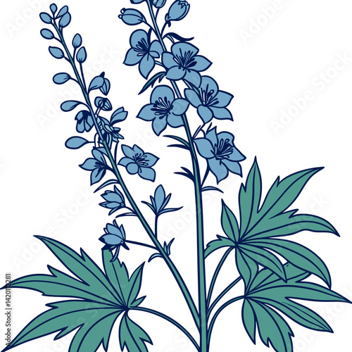  Creative Delphinium Houseplant Illustration