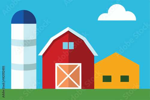farm house with barn