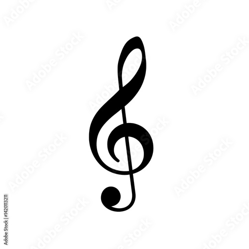 treble clef music note Isolated on transparent background, png image 