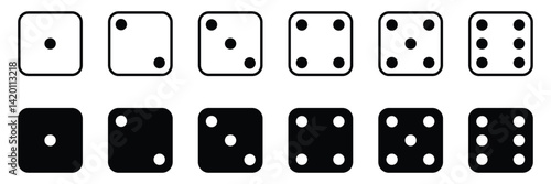Set of Game dice,Gaming dice icons, Dice from one to six. Dices Vector illustration.