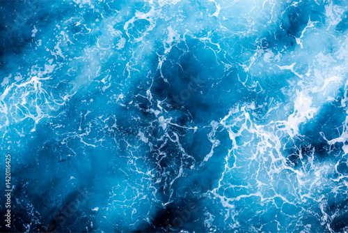 Ocean surface background. Top view of beautiful foamy water. Can be used in covers, packaging, posters, textures, brochures, art and design projects. Stylish vector illustration.