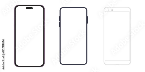 Vector mobile phone mockup. New pro smartphones from several brands.