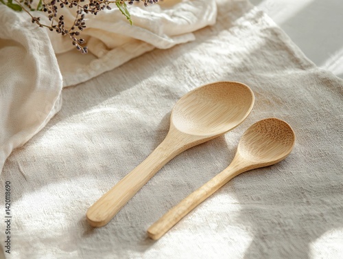 Bamboo Spoons on Linen