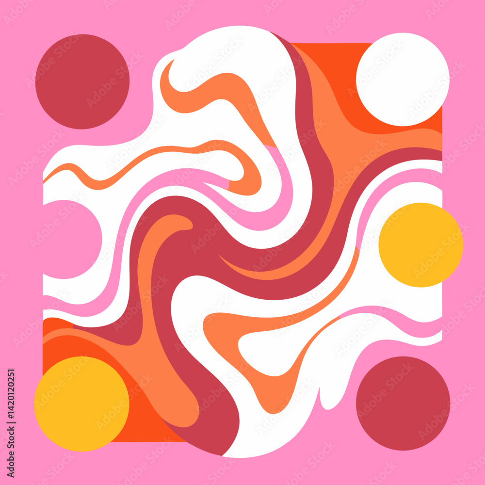 A vibrant swirl of pink, orange, and red celebrating joyful energy and playful movement with bold geometric circles. A vibrant swirl of pink, orange, and red celebrating joyful energy and playful movement with bold geometric circles.