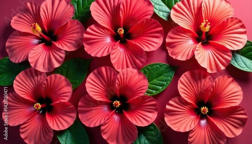 Wallpaper Mural Bold hibiscus blooms arranged in a square grid , decor, flowers, bright Torontodigital.ca