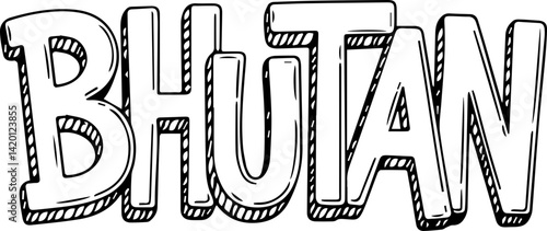 Bhutan Hand-Drawn Text Graphic Design