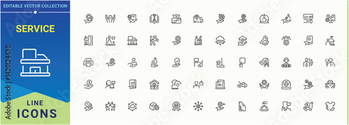 Service related icon set. Assist icon set. Modern thin line style icons. Featuring solution, technical, assist, support, assistant. Vector illustration in modern line style.