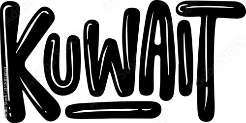 Bold Black Kuwait Text Graphic.