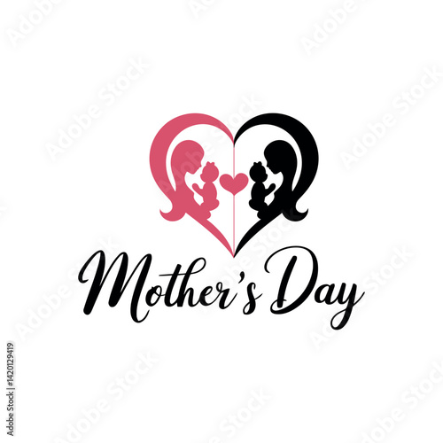 mother's day silhouette logo vector line art logo design