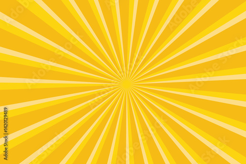 Abstract glowing yellow sunburst background. Maximum yellow glow effect sunburst background for presentation, banner, poster, flyer, sales.