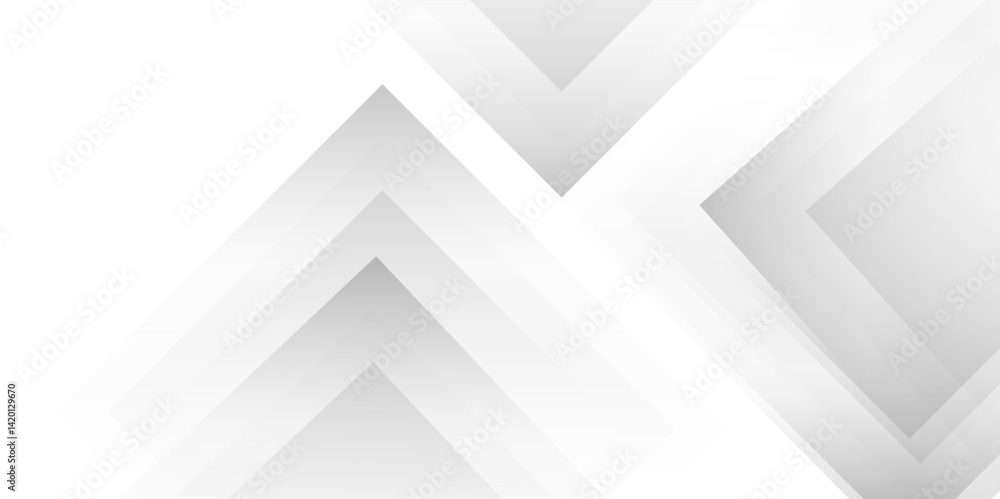 Fototapeta premium Abstract modern white design features subtle shadows . Modern white and gray technology concept diamond triangle geometric line background . abstract tech banner design. Graphic design element stripe