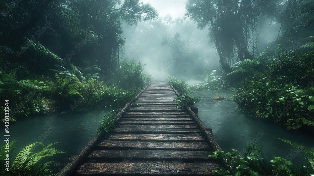 Obraz premium Mystical Forest Bridge