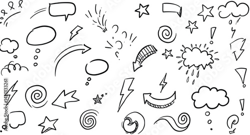 Arrow brush line chalk sketch texture brush vector set. Crayon marker scribble sketch stroke arrow element line brush hand drawn design. 