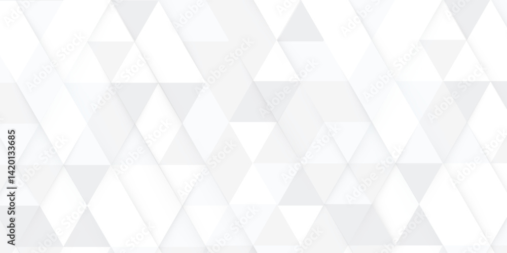 White triangle geometric pattern background, Geometric background made of triangles, Abstract geometric background. Vector 3d illustration