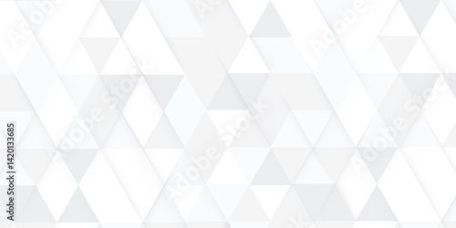 White triangle geometric pattern background, Geometric background made of triangles, Abstract geometric background. Vector 3d illustration
