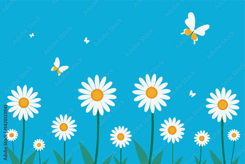 Obraz premium daisies and butterflies