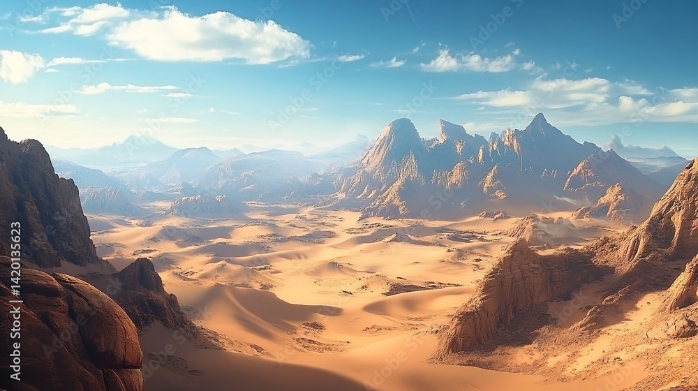 Fototapeta premium Desert wilderness. This stark landscape serves travel guides, environmental documentaries, or adventure branding.